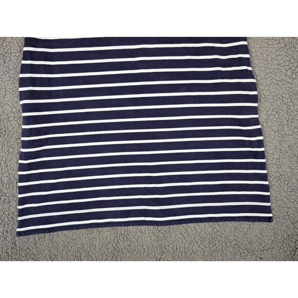 Lands End Shirt Dress M Blue Striped Short Roll Tab Sleeve Stretch Pockets! - Picture 7 of 13